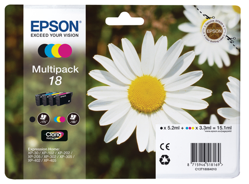 EPSON Multipack Tinte CMYBK T180640 XP 30/405 180/175 Seiten