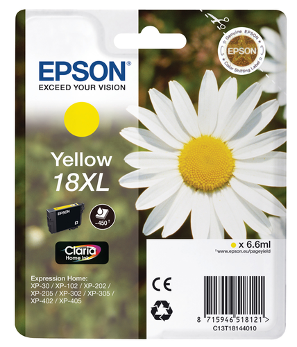 EPSON Tintenpatrone 18XL yellow T181440 XP 30/405 450 Seiten