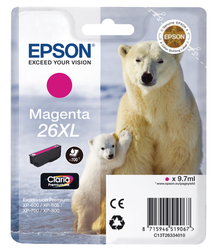 EPSON Tintenpatrone 26XL magenta T263340 XP 700/800 700 Seiten