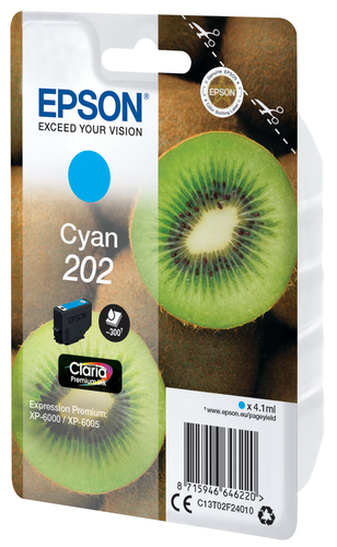 EPSON Tintenpatrone 202 cyan T02F240 XP-6000/6005 300 Seiten