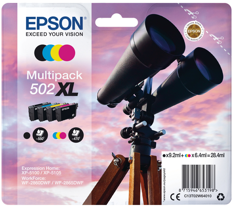 EPSON Multipack Tinte 502XL CMYBK T02W640 WF-2860/XP-5100 4-color