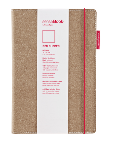 TRANSOTYPE senseBook RED RUBBER A5 75020500 blanko, M, 135 Seiten beige