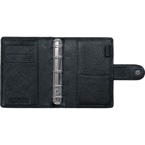 SUCCES Mini Ringbuch Cadiz Rindleder 0841365.02 schwarz mit Lasche 15mm