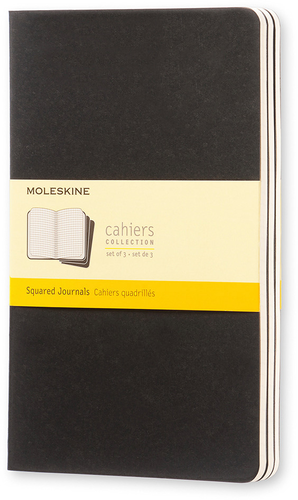 MOLESKINE Notizheft Cahier A5 496-3 kariert, schwarz 3 Stck
