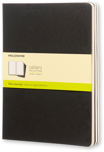 MOLESKINE Notizheft Cahier XL 25x19cm 503-8 blanko, schwarz 3 Stck