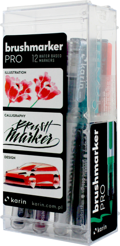 KARIN Brush Marker JUNIOR + blender 27C10 Basic colours 12 Stck