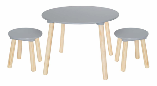 JABADABADO Runder Tisch inkl. 2 Hocker H13221 grau, Hhe 42.5cm,  59cm