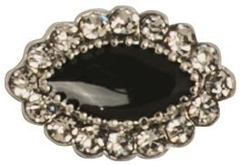 Nail Art Deko gross Oval-Strass silber/schwarz