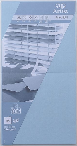 ARTOZ Karten 1001 310x155mm 107452264 220g, pastellblau 5 Blatt