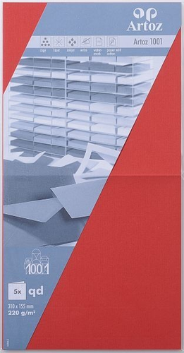 ARTOZ Karten 1001 310x155mm 107452265 220g, rot 5 Blatt