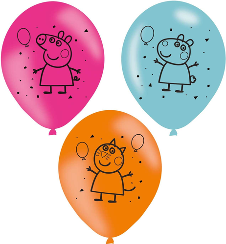 NEUTRAL Ballons Peppa Pig 6 Stk. 997378 pink, blau, orange 23cm