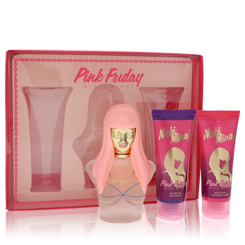 Pink Friday by Nicki Minaj Gift Set -- 3.4 oz Eau de Parfum Spray + 3.4 oz Body Lotion + 3.4 oz Shower Gel