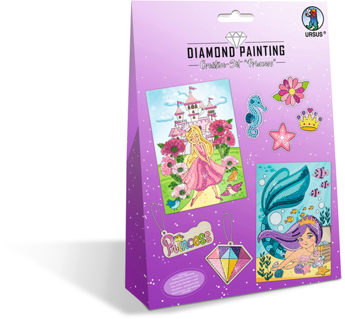URSUS Diamond Sticker Princess 43510002 2 Karten, 2 Anhnger