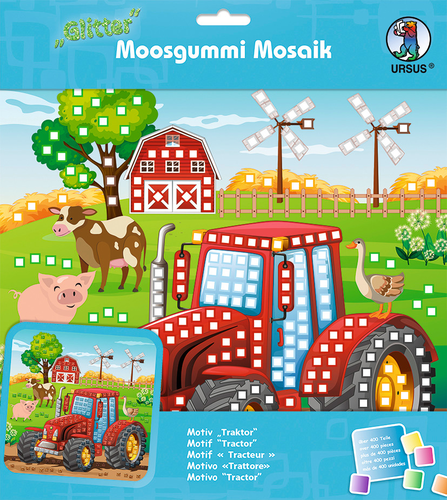 URSUS Moosgummi Mosaik 8420017 Glitter Traktor 25x25cm