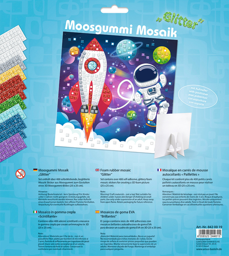 URSUS Moosgummi Mosaik 8420019 Glitter Astronaut 25x25cm