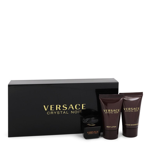 Crystal Noir by Versace Gift Set -- .17 oz Mini EDT + .8 oz Shower Gel + .8 oz Body Lotion