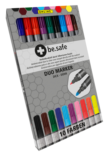 ONLINE Duo Marker Be.Safe 2281 Kartonetui, 10 Farben