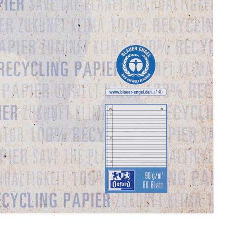 OXFORD Collegeblock Recycling A4 400159370 liniert, 90g 160 Blatt