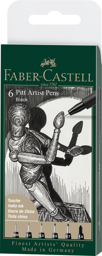 FABER-CASTELL Artist Pen Tuschestift 167154 schwarz 6 Stk.