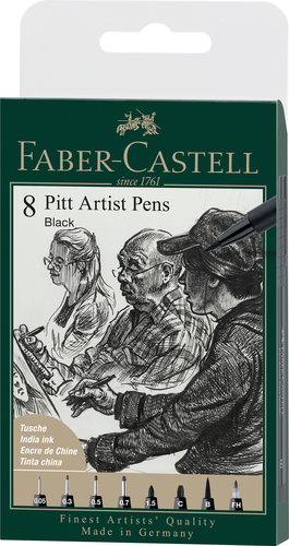 FABER-CASTELL Artist Pen Tuschestift 167158 schwarz 8 Stk.