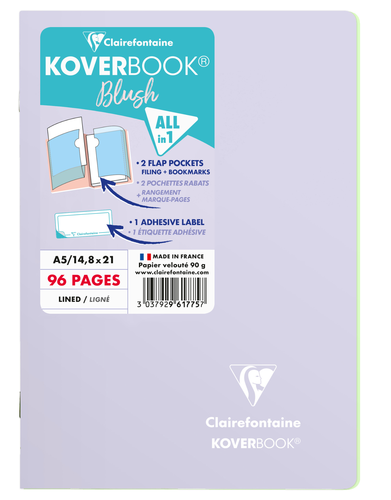 CLAIREFONTAINE Koverbook Schulheft Blush A5 961775C 90g, liniert lila / lindgrn