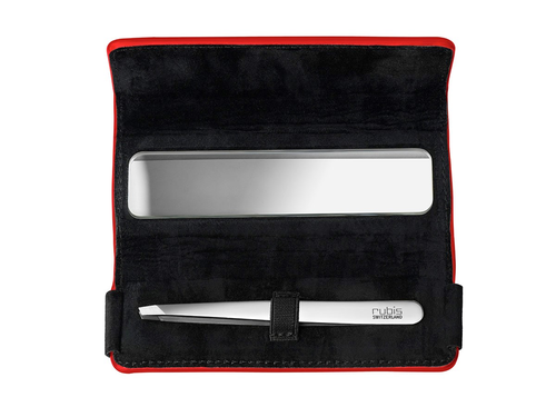 Rubis Pinzette Shiny mit Etui, schräg, silber