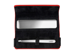 Rubis Pinzette Shiny mit Etui, schräg, silber