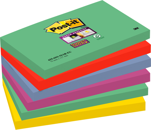 POST-IT Block Super Sticky Oasis 655-5SS-OAS 5-farbig, 6x90 Blatt 127x76m