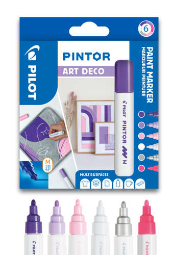 PILOT Marker Pintor Medium Set 1.4mm WLT412229 6 Farben Art Deco