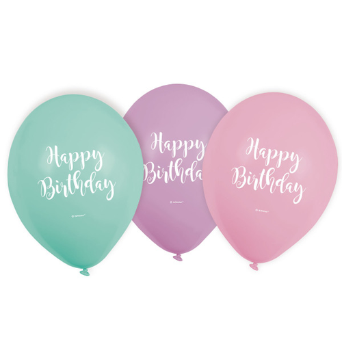 NEUTRAL Ballons Happy Birthday 22.8cm 9903713 Pastel 6 Stck