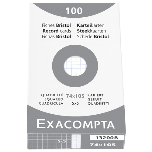 EXACOMPTA Karteikarten A7 X13200B kariert 100 Stk.