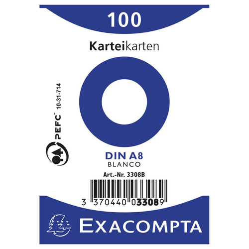 EXACOMPTA Karteikarten A8 X3308B blanco 100 Stk.