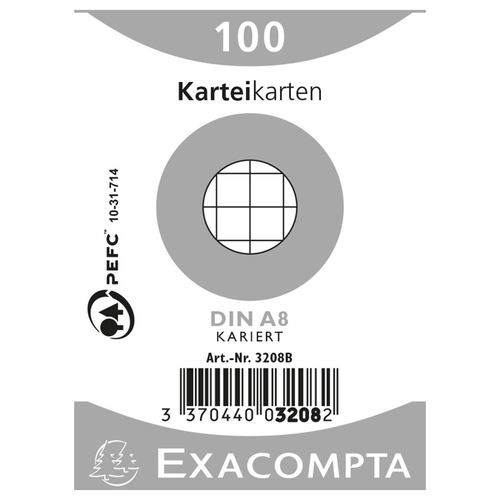 EXACOMPTA Karteikarten A8 X3208B kariert 100 Stk.