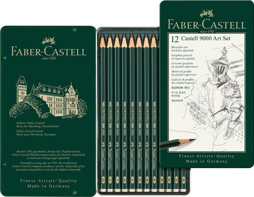 FABER-CASTELL Bleistift 9000 8B-2H 119065 metallic, 12 Stck