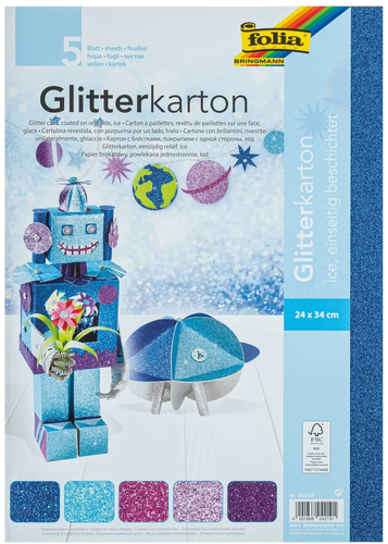 FOLIA Glitterkarton 300g 85249 ICE