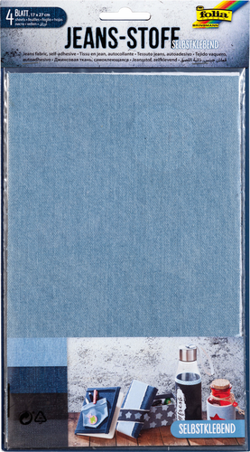 FOLIA Jeans-Stoff selbstklebend 57549 17x27cm 4 Blatt