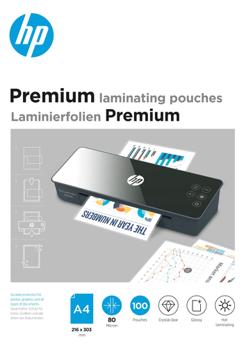 HP Laminiertaschen Premium 9123 A4, 80 Mic