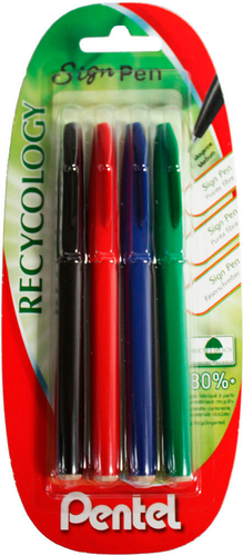 PENTEL Brush Sign Pen S520 XS524 ass., 4 Stck