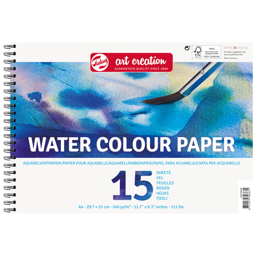 TALENS Aquarellpapier 9317002M A4, 15 Blatt, 250 g/qm