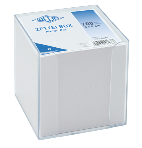 WEDO Zettelbox 9x9cm 270265016 transp. 700Bl. weiss