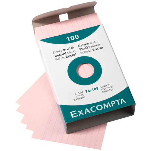 EXACOMPTA Karteikarten A7 13830B rosa liniert 100 Stk.
