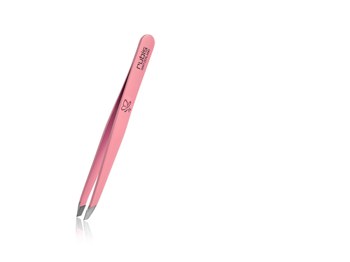 Rubis Pinzette schräg, Schmetterling Laser rosa, Inox