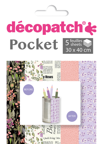 DECOPATCH Papier Pocket Nr. 16 DP016O 5 Blatt  30x40cm