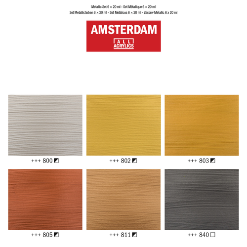 AMSTERDAM Standard Series Acryl Set 17820501 Metallic 6X20ml