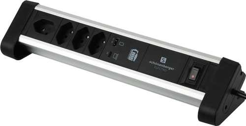 S-ELECTRO Tischsteckdosenleiste Alu 85.835.4AL USB C/A