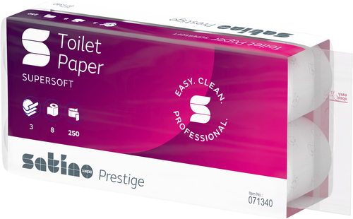 SATINO Toilettenpapier Satino Prestig 071340 3-lagig, 8 Rollen  250 Blatt