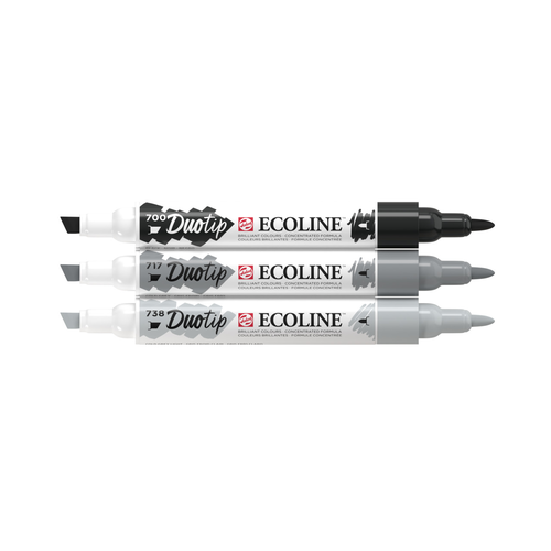 TALENS Ecoline Duotip Set 11609902 schwarz-grau 3 Stck