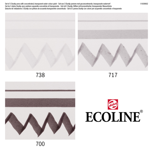 TALENS Ecoline Duotip Set 11609902 schwarz-grau 3 Stck