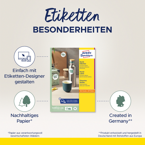AVERY ZWECKFORM Universal-Etiketten 40mm L3415-10 L3415-10 weiss 240 St./10 Bl.