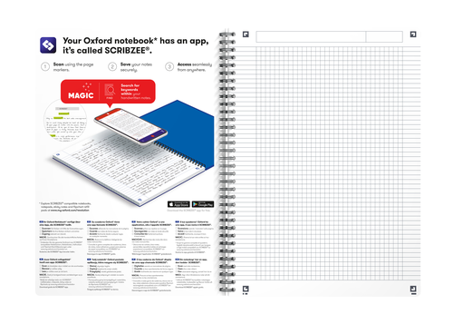OXFORD Essentials Spiralheft 100105406 A4, kariert 90 Blatt, ass.